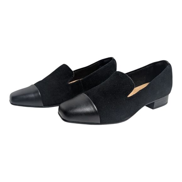 New! Clarks Tilmont Step Black Suede Mixed Media Square Toe Comfort Loafer, 8 - Picture 3 of 15